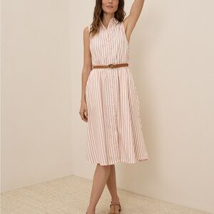 NWT Pact Organic Zuma Stripe Sunset Lightweight Cotton Sleeveless Shirtdress XS